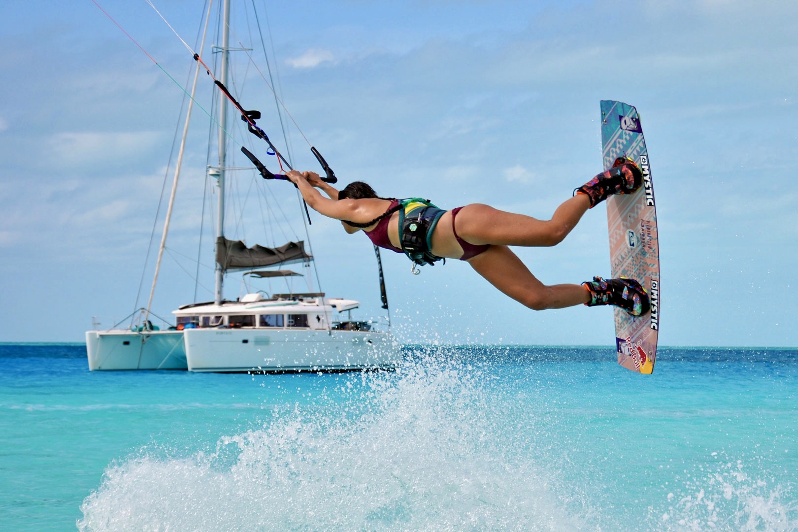 Kitesurfing from a Bahamas yacht charter