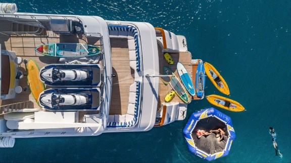 Aerial of aft decks and toys