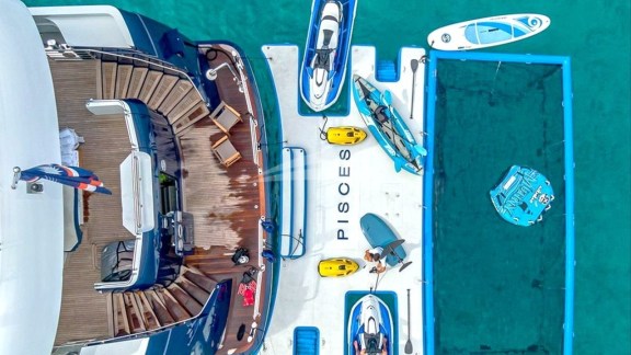 Aerial View of Swim Platform and Water Toys