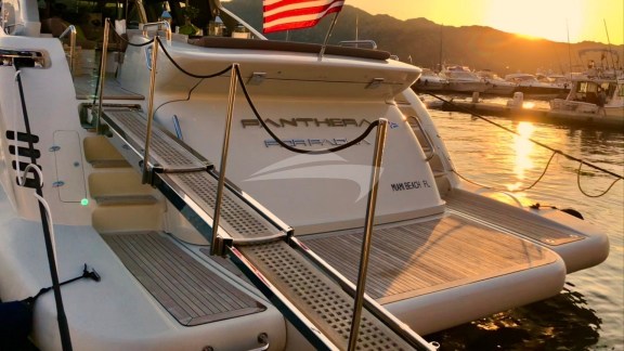 At dock with the passerelle out