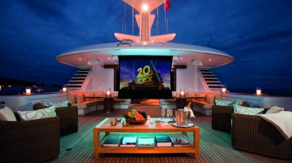 Luxury Motor Yacht Sherakhan outdoor cinema