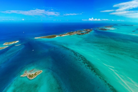 Aerial of The Exuma Cays
