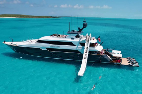 Luxury Motor Yacht 'No Bad Ideas' with inflatable water slide