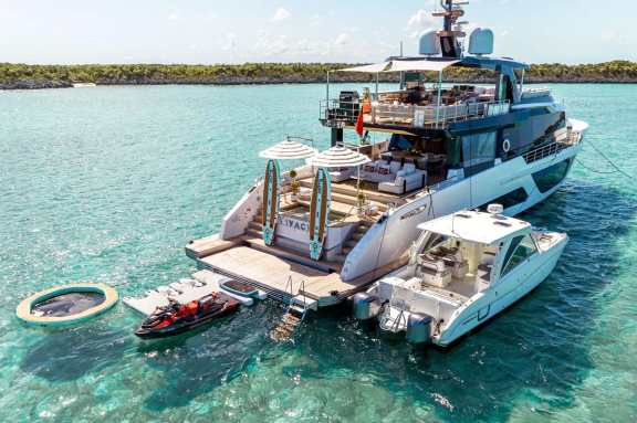 Luxury Motor Yacht Vivace with Chase Boat and Jet Ski Docking