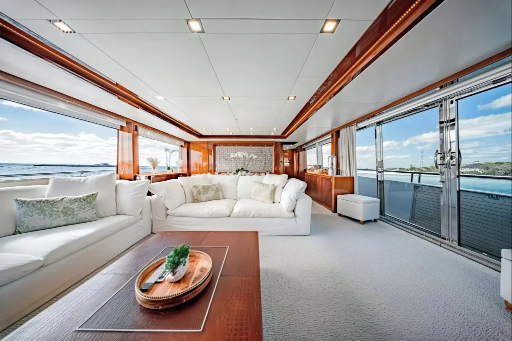 The aft deck dining table of BEACHFRONT II