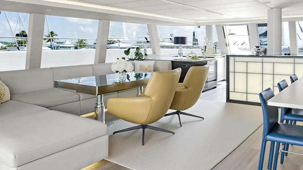 The saloon of ENDLESS HORIZON, a 2022 Sunreef 80