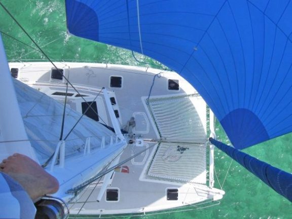 Aerial shot under full Spinaker